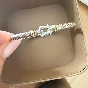David Yurman Silver and 14k Gold Cable Bracelet 4mm